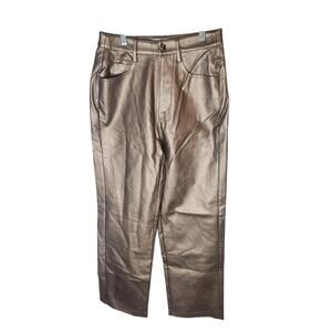 WAYF Faux Leather Bronze Metallic Pants, XS